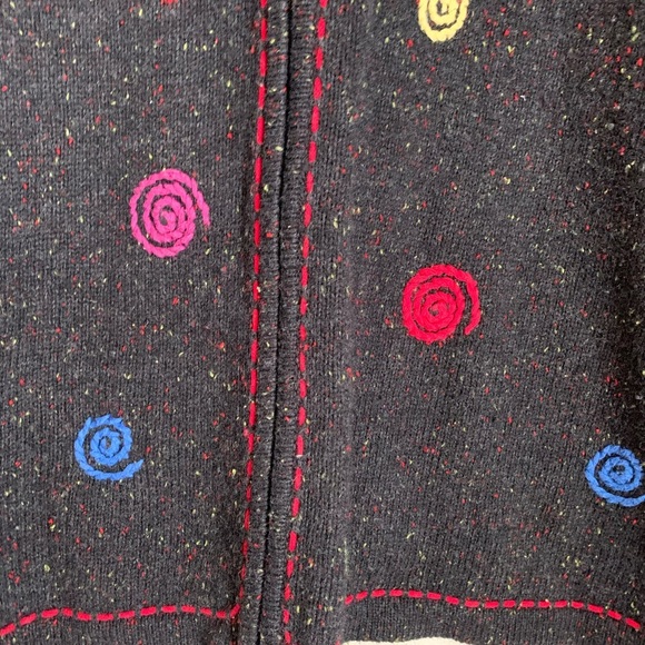 Christopher & Banks Cardigan Sweater Multicolor Hand Embroidered Swirls. - Picture 4 of 8